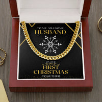 First Christmas Cuban Link Necklace, Husband Cuban Link Chain Necklace, Stainless Steel Mens Chain Necklace, Romantic Holiday Present for Him