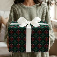 Green Fair Isle Christmas Gift Wrap, Nordic Snowflake Wrapping Paper, Comfy Sweater Holiday Wrapping Paper, Festive Winter Gift Wrap