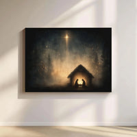 Star of Bethlehem Canvas Wall Art, Nativity Scene Canvas Print, Holy Night Religious Canvas Art, Christmas Holiday Home Decor Present