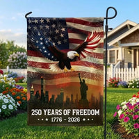 250 Years of Freedom Garden Flag | 1776-2026 American Anniversary Eagle & Statue of Liberty | Double-Sided Patriotic Outdoor Decor | Gift for Veterans & Patriots