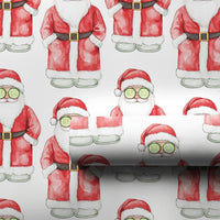 Humorous Cucumber Mask Gift Wrap, Spa Santa Christmas Wrapping Paper, Relaxing Santa Holiday Paper, Self-Care Humor Present Wrapping Paper
