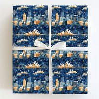 Opera House Skyline Gift Wrap, Sydney Christmas Wrapping Paper, Australian Harbour Bridge Wrapping Paper, Navy Blue Holiday Gift Wrap Roll
