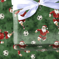 Dark Green Sports Gift Wrap, Soccer Santa Christmas Wrapping Paper, Holiday Soccer Wrapping Paper, Football Coach Athlete Gift Wrap Roll