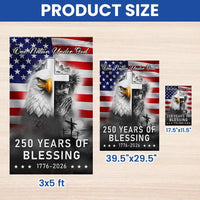 250 Years of Blessing Garden Flag | One Nation Under God 1776-2026 | Double-Sided Polyester | Patriotic American Eagle Cross Design
