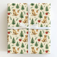 Dog Holiday Gift Wrap, Yellow Labrador Christmas Wrapping Paper, Watercolor Lab Christmas Paper, Festive Dog Lover Gift Wrapping Paper Roll