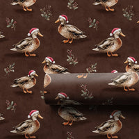 Adorable Christmas Duck Gift Wrap, Ducks in Santa Hats Wrapping Paper, Whimsical Holiday Bird Present Paper, Winter Duck Gift Wrapping Paper