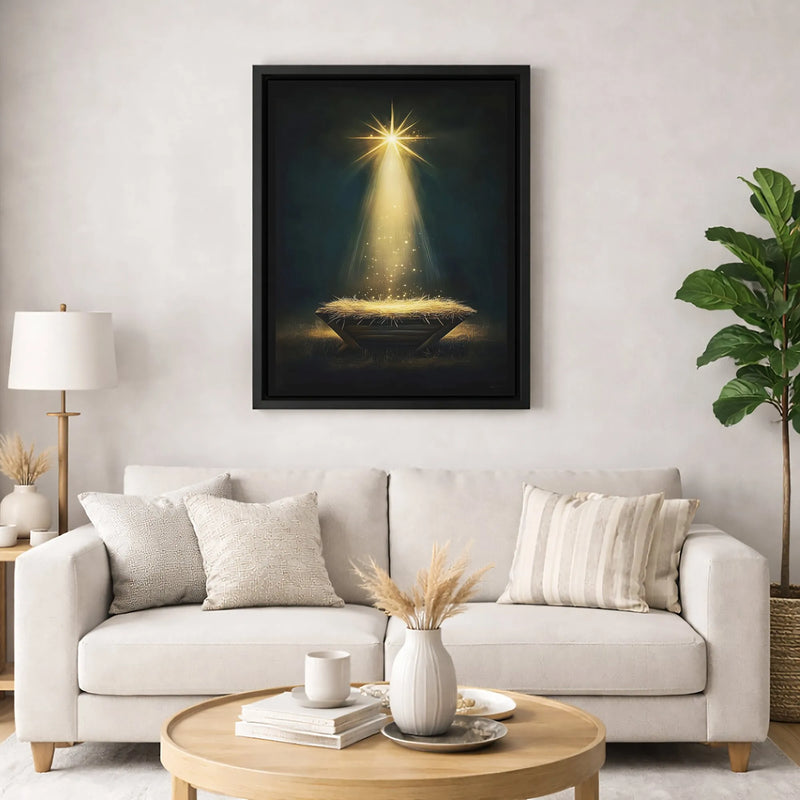 Star of Bethlehem Canvas Wall Art, Nativity Scene Canvas Print, Holy Night Manger Canvas Art, Christian Christmas Decor, Religious Present