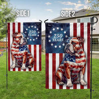 Patriotic Bulldog Garden Flag | Betsy Ross 250 Years Anniversary Design | Double-Sided Polyester | Dog Lover Gift