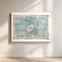 Whimsical Snowflake Print, Vintage Snowman Canvas Wall Art, Distressed Snowman Canvas, Christmas Wall Decor, Digital Download Present