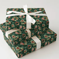 Cactus Poinsettia Wreath Gift Wrap Paper, Southwestern Desert Christmas Wrapping Paper, Western Boho Holiday Present Wrapping Paper