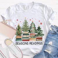 Humorous Holiday Book Pun T-Shirt, Seasons Readings Teacher Shirt, Adorable Christmas Reading Graphic Tee, Book Lover Christmas T-Shirt