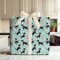 Winter Dog Holiday Gift Wrap, Black Labrador Wrapping Paper, Adorable Pink Scarf Lab Wrapping Paper, Dog Lover Christmas Gift Wrap Roll
