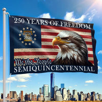 250 Years of Freedom American Flag | Semiquincentennial 2026 Eagle Design | Double-Sided Polyester House Flag | Patriotic Gift