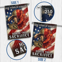 Memorial Day Garden Flag 250 Years of Service | Honor The Sacrifice Poppy Soldier Design | Double-Sided Polyester US Flag | Patriotic Yard Decor for Veterans