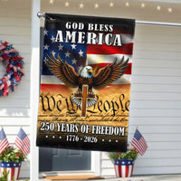 God Bless America Garden Flag | 250 Years of Freedom 1776-2026 | Eagle Cross Patriotic Design | Weather-Resistant Polyester