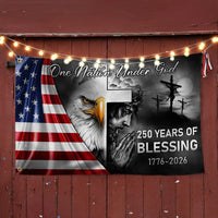 One Nation Under God Flag | 250 Years Of Blessing America 1776-2026 | Eagle & Cross Patriotic House Flag | UV-Resistant Polyester