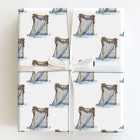 Watercolor Hockey Goal Net Gift Wrap, Christmas Hockey Wrapping Paper, Winter Sports Holiday Wrapping Paper, Ice Hockey Fan Xmas Gift Wrap