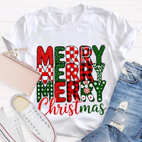 Festive Holiday Graphic T-Shirt, Merry Christmas Plaid Snowflakes Shirt, Buffalo Plaid Christmas Tee, Winter Season Womens Apparel