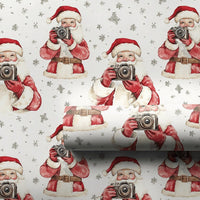 Vintage Camera Christmas Gift Wrap, Photographer Santa Wrapping Paper, Photography Holiday Wrapping Paper, Photo Lover Wrapping Paper Roll