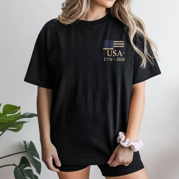 America 250 Years T-Shirt | USA Flag 1776-2026 Commemorative Design | 100% Soft Breathable Cotton | Patriotic Gift for History Lovers