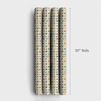 Snowflake and Holly Gift Wrap, Folk Art Christmas Wrapping Paper, Rustic Holiday Wrapping Paper, Traditional Winter Present Gift Wrap Roll