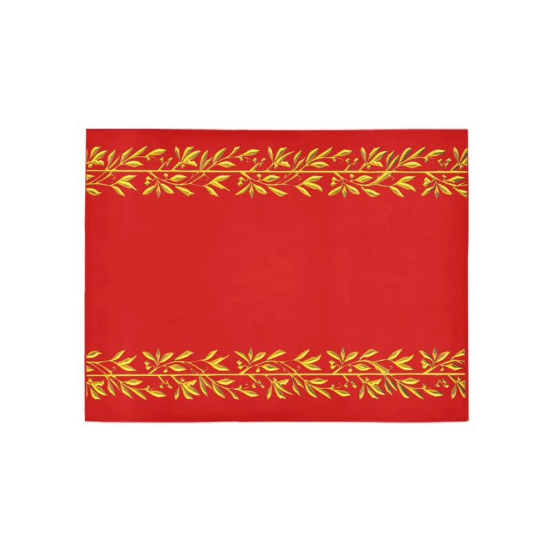 Red Christmas Holiday Runner Rug, Golden Leaves and Berries Runner Rug, Winter Hallway Runner Rug, Non-Slip Seasonal Floor Mat