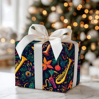 Brass Instrument Gift Wrap Roll, Music Christmas Wrapping Paper, Holiday Musician Present Wrap, Festive Band Orchestra Wrapping Paper