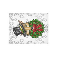 Winter Forest Animals Hallway Rug, Christmas Fox Damask Runner Rug, Festive Holiday Kitchen Floor Mat, Xmas Home Decor Present