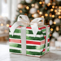 Modern Christmas Gift Wrap, Abstract Brushstroke Wrapping Paper, Red and Green Holiday Wrapping Paper Roll, Contemporary Xmas Gift Wrap