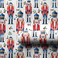 Watercolor Christmas Gift Wrap Roll, Nutcracker Wrapping Paper, Holiday Nutcracker Soldier Wrapping Paper, Festive Xmas Gift Wrapping Paper