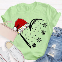 Merry Christmas Graphic T-Shirt, Santa Hat Snowflake Heart Shirt, Festive Winter Holiday Tee, Adorable Heart Christmas Shirt, Holiday Present Tee