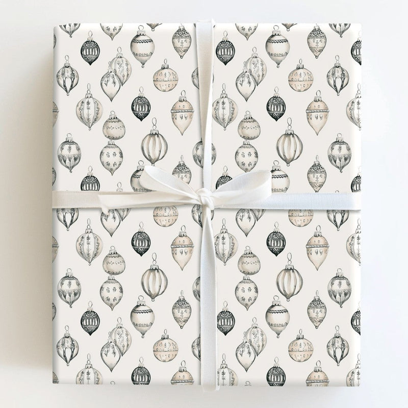 Retro Holiday Gift Wrap, Vintage Ornament Christmas Wrapping Paper, Elegant Xmas Bauble Wrapping Paper, Classic Holiday Gift Wrapping Paper