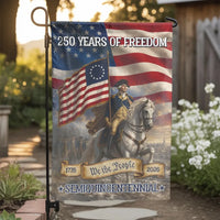 George Washington Garden Flag | 250 Years of Freedom Semiquincentennial Art | Double-Sided Weather-Resistant Polyester | Patriotic Gift for History Lovers