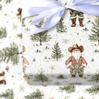 Rustic Western Santa Gift Wrap, Cowboy Santa Wrapping Paper, Country Christmas Wrapping Paper, Pine Tree Holiday Gift Wrap, Adorable Xmas Paper