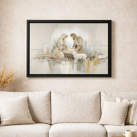 Abstract Holy Family Canvas Wall Art, Nativity Scene Canvas Print, Christian Christmas Wall Decor, Religious Holiday Canvas Artwork