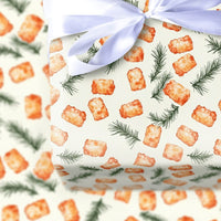 Humorous Foodie Holiday Gift Wrap, Tater Tot Christmas Wrapping Paper, Whimsical Potato Pine Wrapping Paper, Secret Santa Xmas Gift Wrap Roll