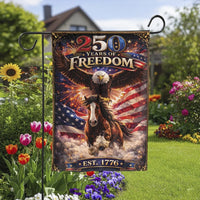 Patriotic Eagle Horse Garden Flag | 250 Years of Freedom Americana Art | Double-Sided Weather-Resistant Polyester | Gift for Americana Collectors