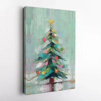 Colorful Modern Holiday Canvas Print, Abstract Christmas Tree Canvas Wall Art, Festive Winter Home Decor, Seasonal Living Room Present