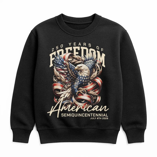 American Eagle Sweatshirt | 250 Years Of Freedom Graphic | Premium Cotton Blend | Patriotic Semiquincentennial Gift For Adults