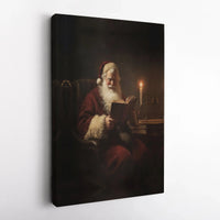 Vintage Christmas Canvas Wall Art, Santa Claus Reading a Book Canvas Print, Oil Painting Style Holiday Canvas, Festive Xmas Wall Decor