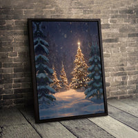 Snowy Winter Forest Canvas Print, Christmas Tree Canvas Wall Art, Rustic Holiday Landscape Canvas, Winter Pine Wall Decor, Christmas Present