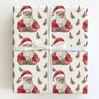 Hipster Santa Christmas Wrapping Paper, Tattooed Santa Wrapping Paper, Alternative Holiday Gift Wrap, Edgy Xmas Gift Wrapping Paper Roll