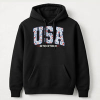 USA 250 Years Hoodie | Floral Varsity Lettering | Cotton-Polyester Blend | Patriotic 4th of July Anniversary Gift