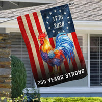 Patriotic Rooster Garden Flag 250 Years Strong | 1776-2026 American Flag Design | Double-Sided Polyester | USA Semiquincentennial Gift