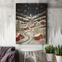 Snowy Night Red House Canvas Print, Winter Village Canvas Wall Art, Christmas Landscape Canvas, Comfy Holiday Wall Decor, Winter Season Present