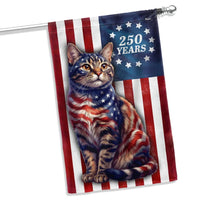 Patriotic Cat Garden Flag 250 Years Betsy Ross | Double-Sided Polyester | Weather-Resistant Outdoor Decor | Cat Lover Gift