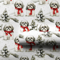 Winter Dog Gift Wrap, Shih Tzu Christmas Wrapping Paper, Adorable Puppy Holiday Wrapping Paper, Festive Pet Gift Wrap, Xmas Present Paper