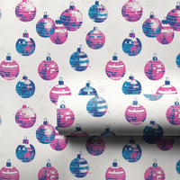 Blue Ornament Christmas Gift Wrap, Pink Disco Ball Wrapping Paper, Retro Holiday Wrapping Paper, Modern Festive Gift Wrap Roll