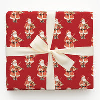 Musical Watercolor Wrapping Paper Roll, Santa Violin Red Wrapping Paper, Festive Holiday Gift Wrap, Christmas Musician Wrapping Paper Roll