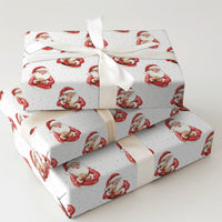 Watercolor Santa Claus Gift Wrap, Santa Eating Cookie Wrapping Paper, Holiday Cookies Christmas Paper, Secret Santa Present Wrapping Roll